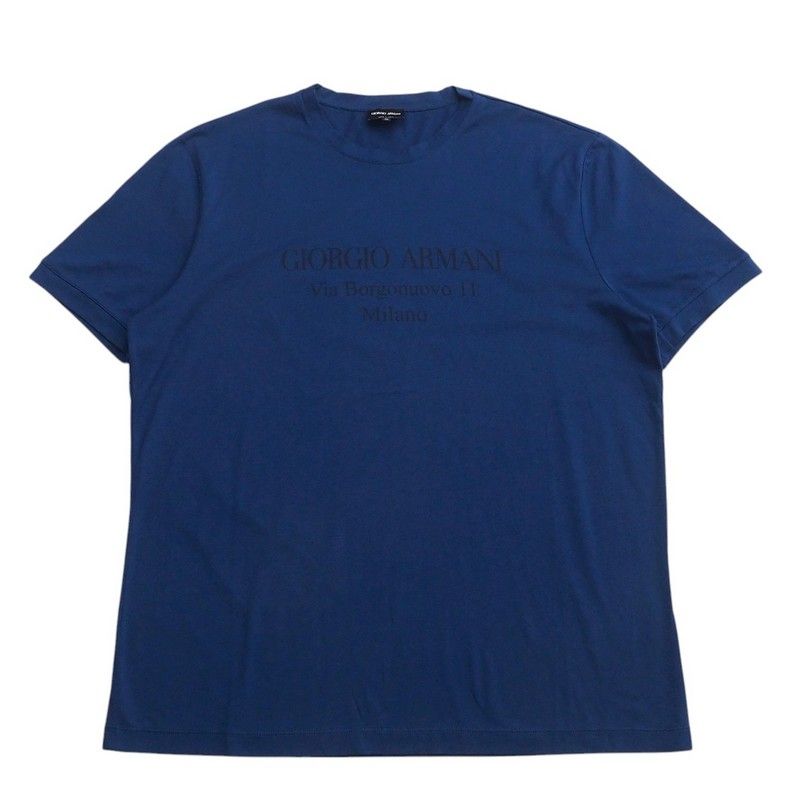 美品GIORGIO ARMANI ジョルジオアルマーニ 半袖Ｔシャツ サイズ58 カットソー ロゴプリント コットン 黒タグ イタリア製 ブランド古着【中古】20250225/RA3535