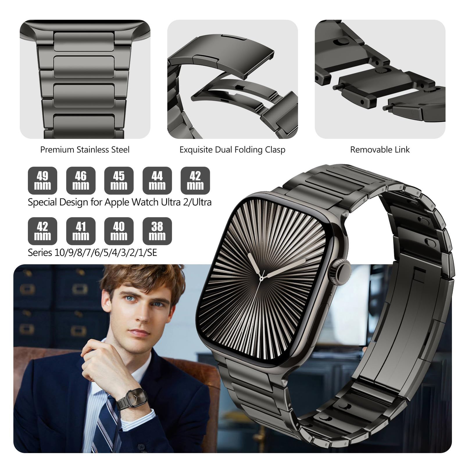 リップル ステンレススチール ウォッチバンド レディース に適合するApple Watch用 38/40/41/42/44/45/4 リップル  ステンレススチール ウォッチバンド レディース に適合するApple Watch用 38/40/41/42/44/45/4 アップルウォッチ バンド  チェーン 替え ステンレス ...