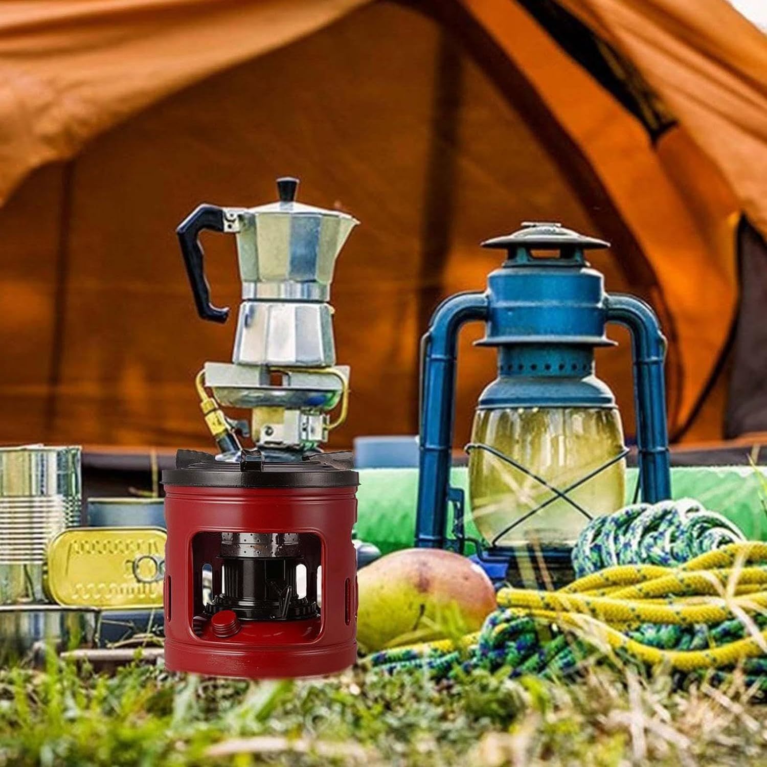 キャンプ ストーブ CAMP キャンピング ヒーター レッド 石油 灯油 石油ストーブ キャンプ 小型10芯 1.5L ポータブルバーナー