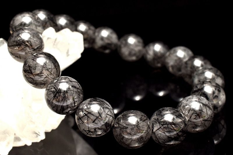 １点物 放射状 黒い針 ブラックトルマリンインクォーツ 11.5mm ブレスレット パワーストーン 天然石 _MA9328 NEXPOTALLINN_EU