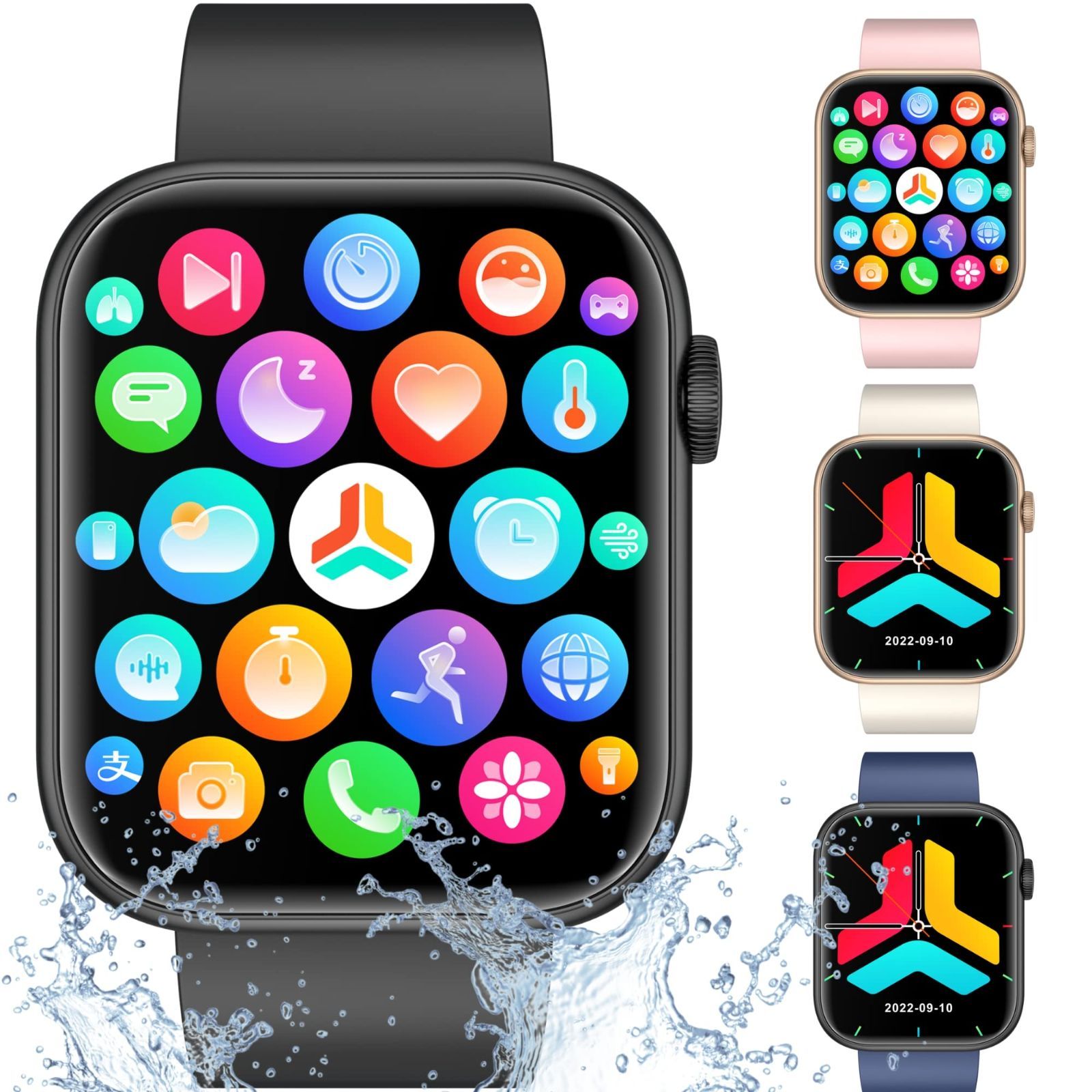 【2023新登場】 スマートウォッチ Smart Watch PoP Pun Bluetooth5.2 通話機能付き 1.85インチ大画面 腕時計 歩数計 天気予報 音楽制御 目覚まし時計 カメラ制御 文字盤自由設定 着信＆メッセージ通知 10