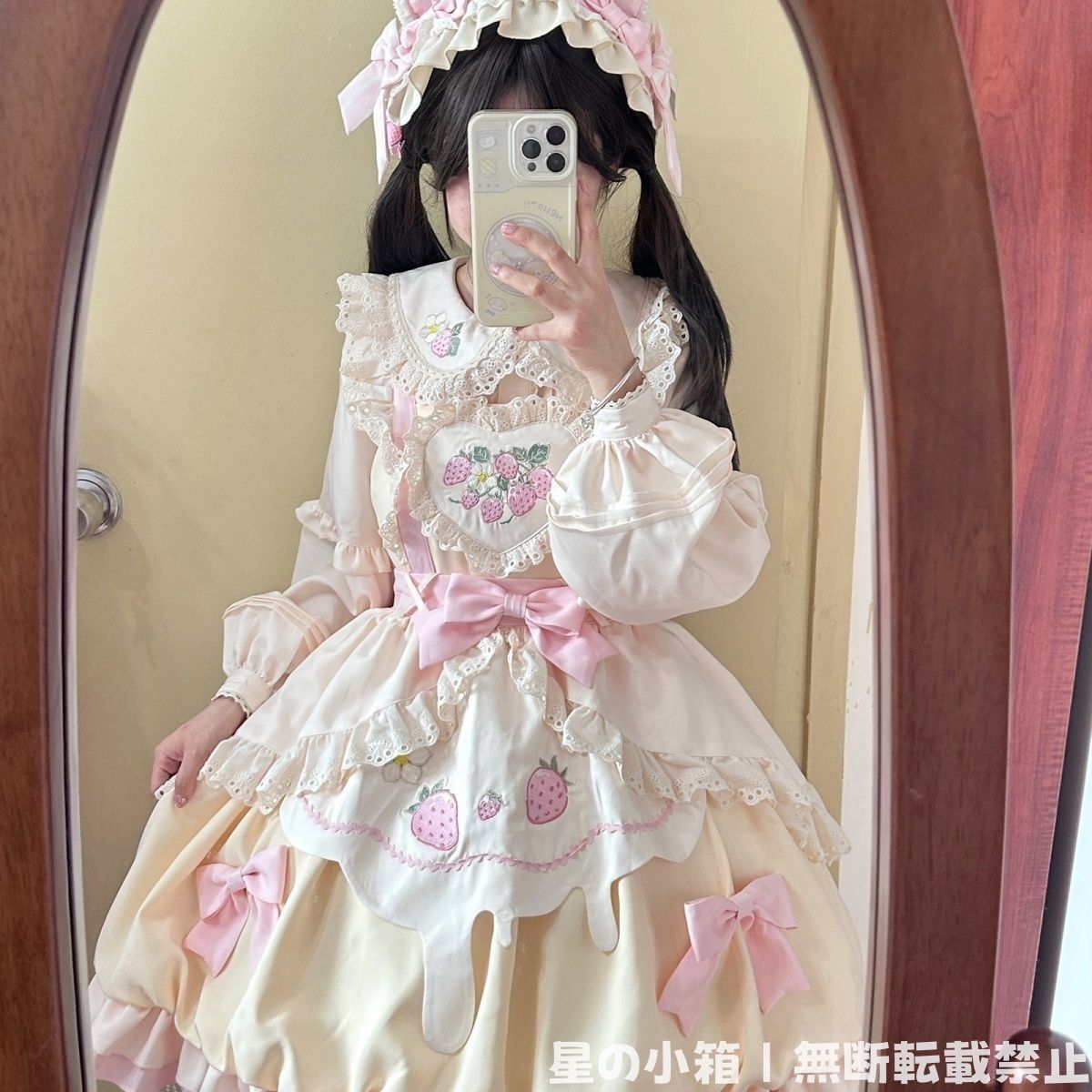 いちご柄ピンクロリータドレス ロリータドレス いちご柄ピンク