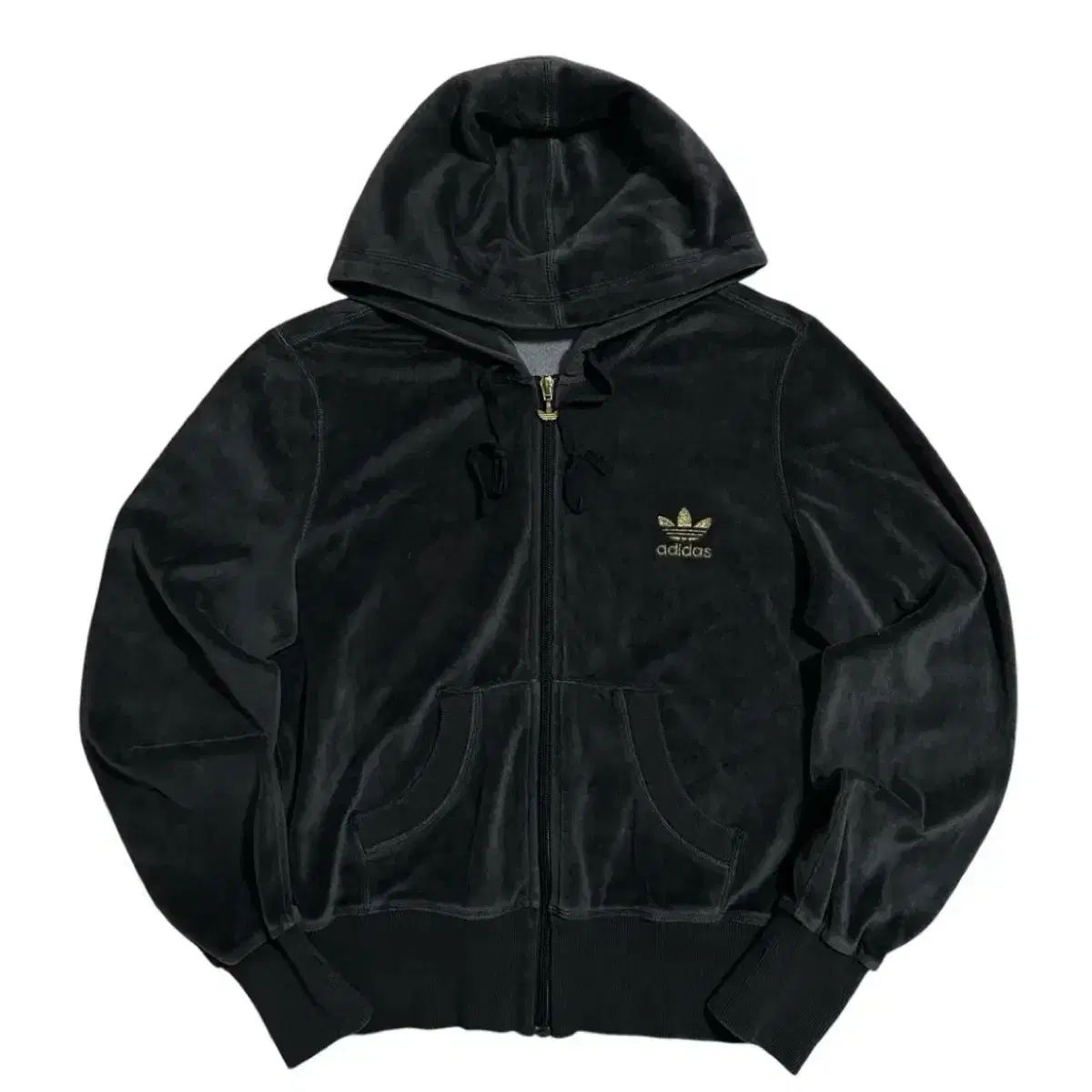 adidas アディダス ウーマンズ ベロア ゴールド フードジップアップ 100