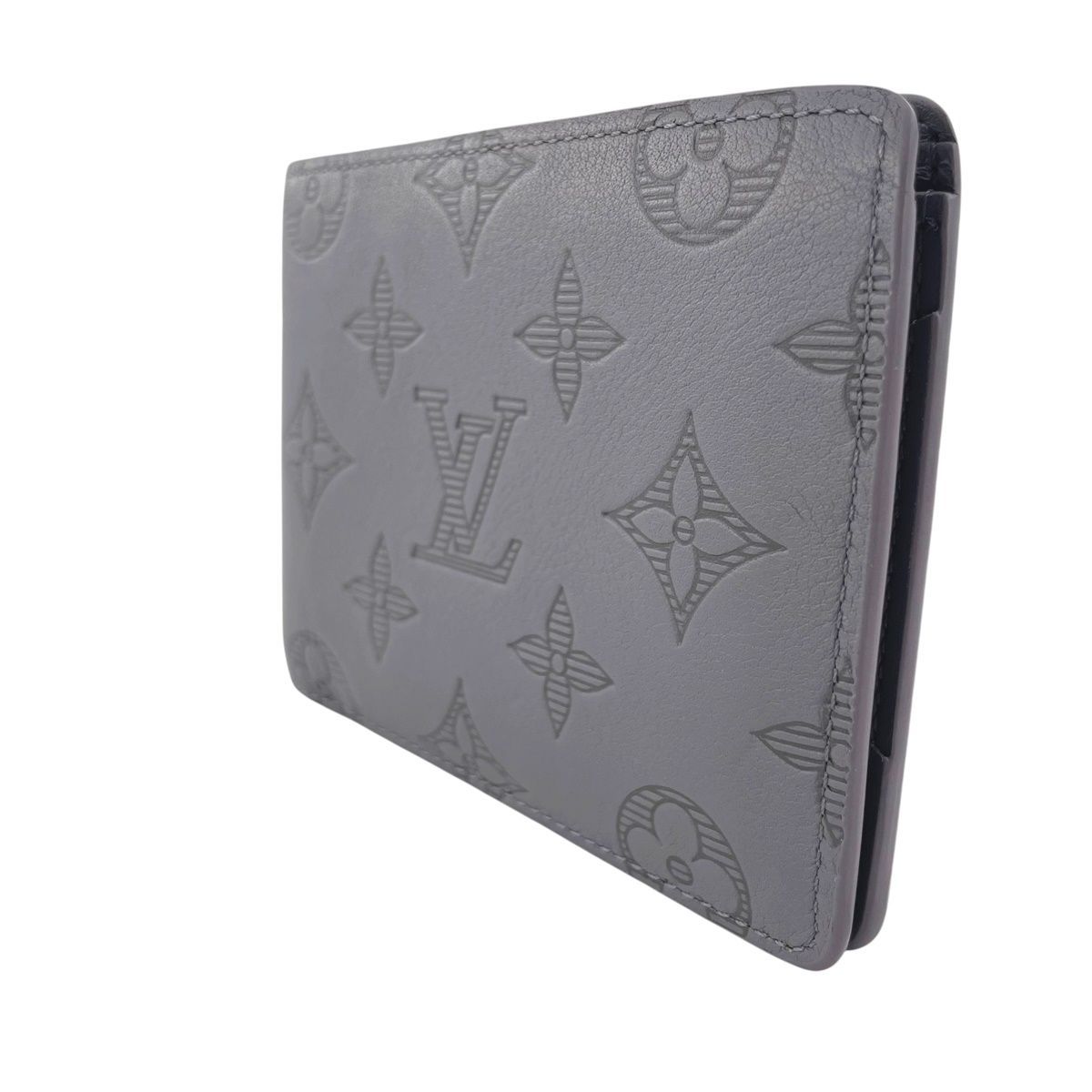 LOUIS VUITTON ルイ ヴィトン ポルトフォイユ ミュルティプル M81383 モノグラム･シャドウ レザー グレー メンズ 折り財布 25021117 RD
