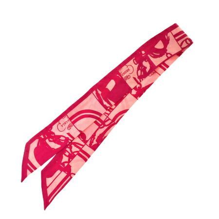 【中古】 エルメス HERMES ツイリー スカーフ BRIDES de GALA ブリッド ドゥ ガラ ピンク シルク 100% 04MI269