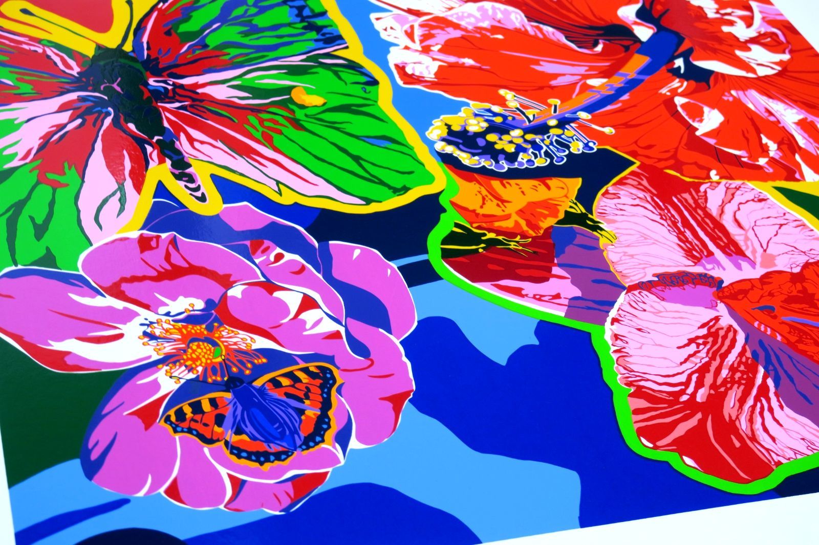 ヒロ・ヤマガタ】 ハイビスカス シルクスクリーン 山形博導 大判：額装