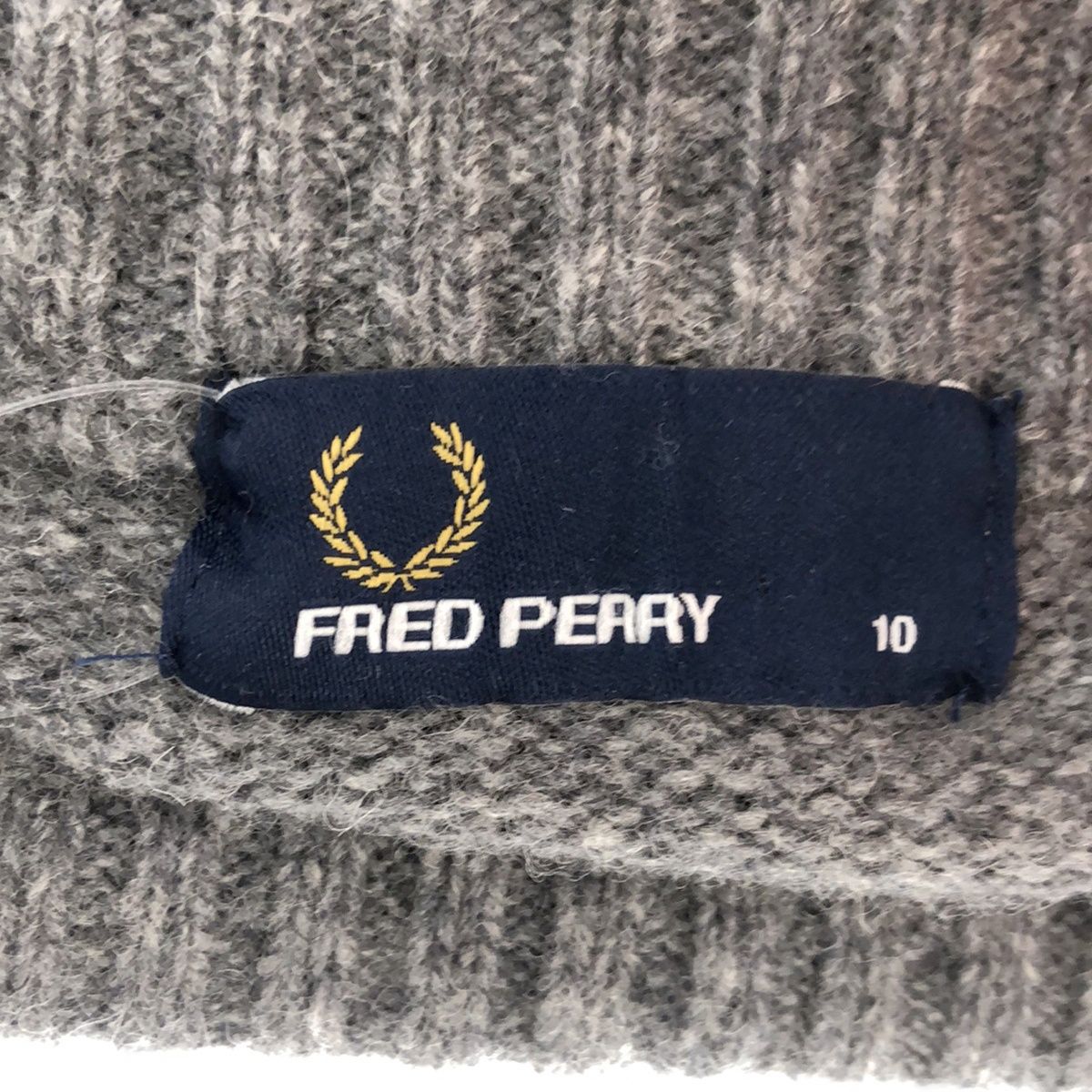 FRED PERRY フレッドペリー チェック柄モックネックニットセーター  グレー×マルチカラー 10