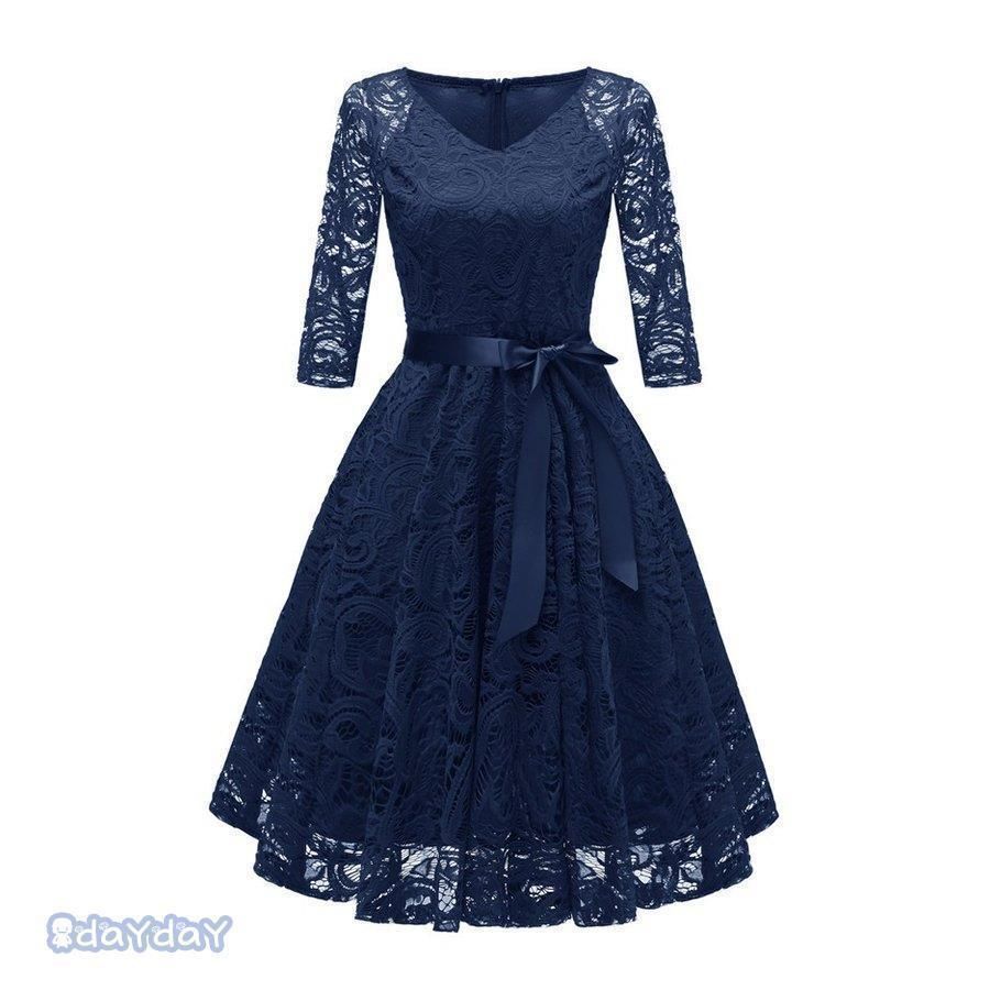 パーティードレス 結婚式 40代 20代 ロング丈 袖あり 長袖 風 大きいサイズ フォーマルドレス レースワンピース お呼ばれ 二次会 披露宴 謝恩会 上品 着痩せ MAAHADDERANG_COM