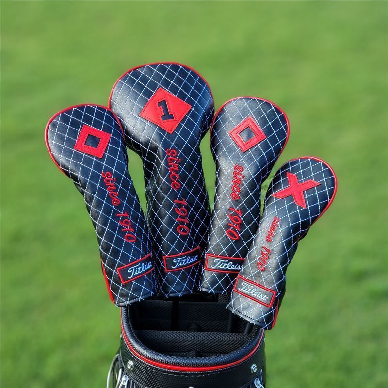 Titleist ゴルフクラブカバーゴルフ ヘッド カバー 4点セット 1 3 5 UT 黒赤