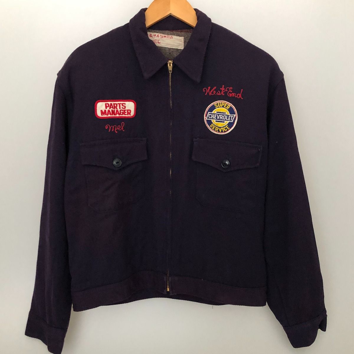 □□50~60s Unknown ジャケット ワークジャケット CONMATICジッパー 古着 パープル系