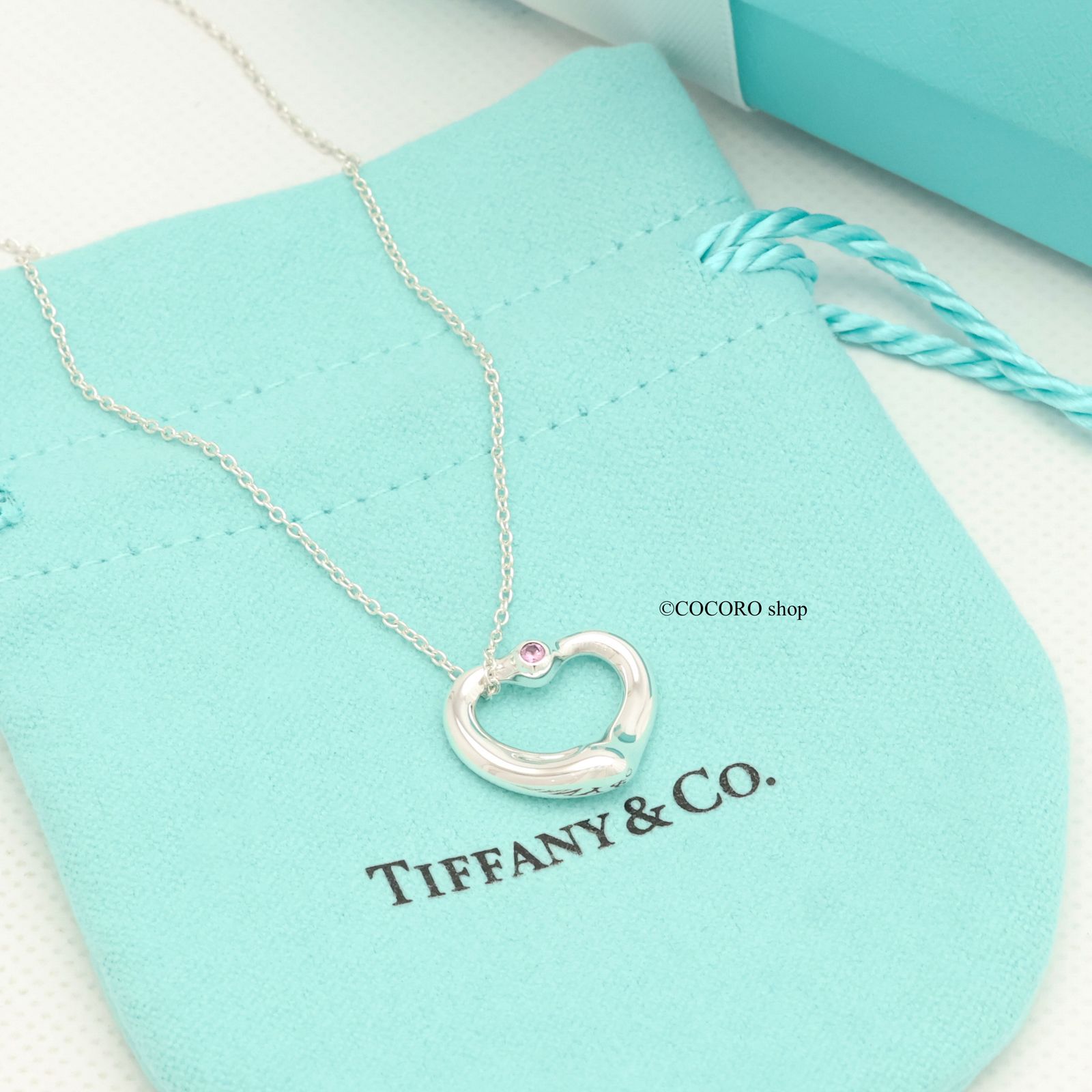美品】ティファニー TIFFANY&Co. オープンハート 1P ピンク サファイア 