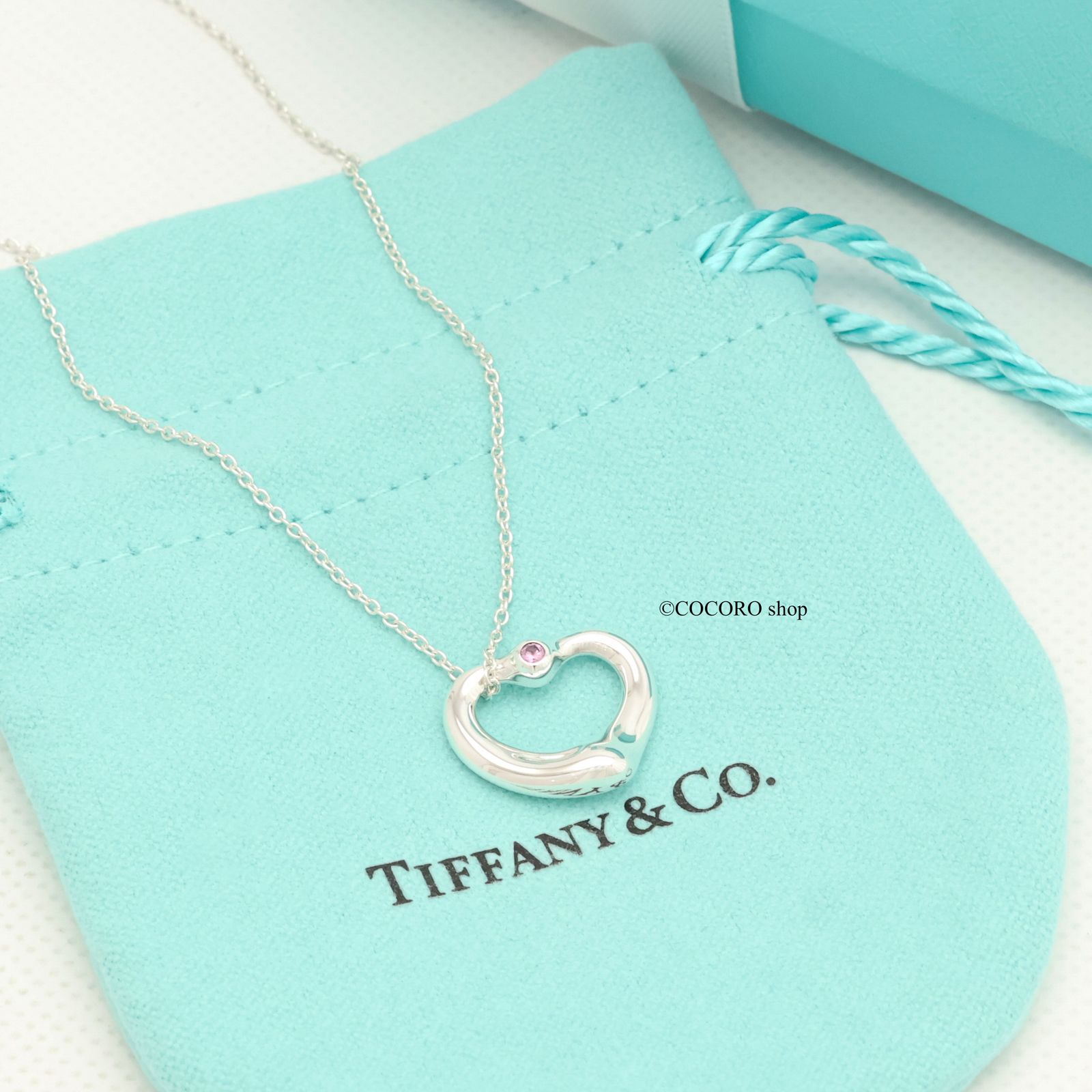 美品】ティファニー TIFFANY&Co. オープンハート 1P ピンク サファイア エルサペレッティ ネックレス AG925 - メルカリ