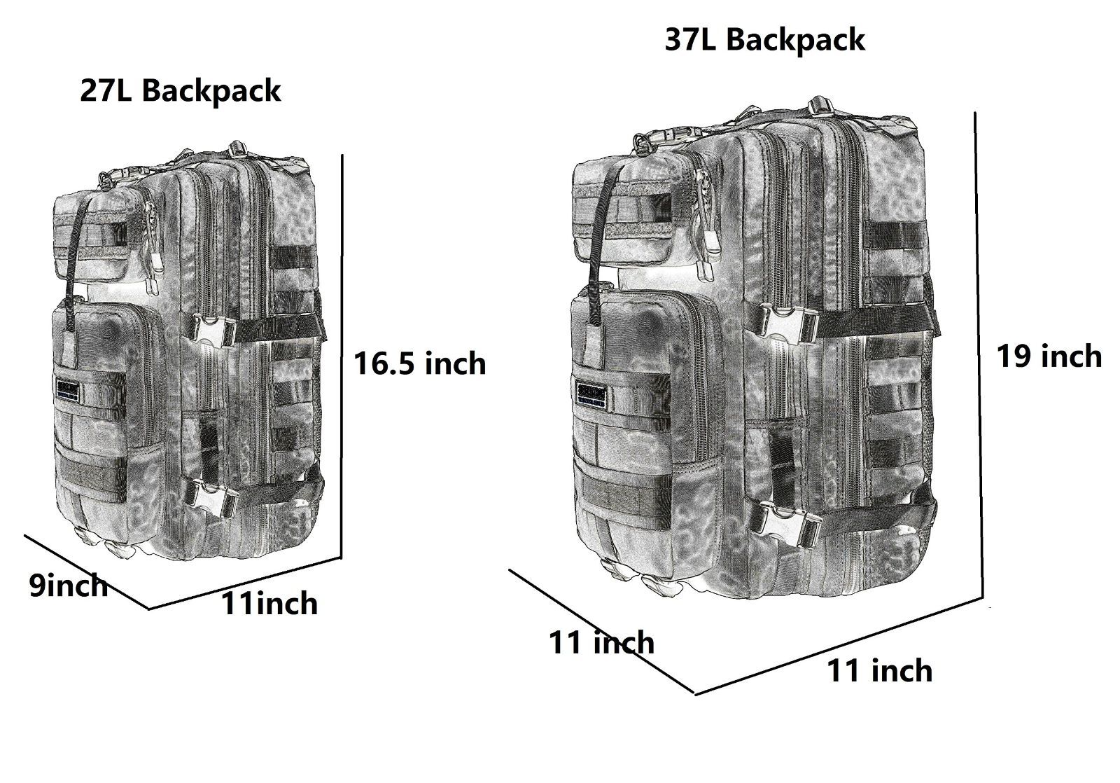 MOLLE 防水 3Pタクティカル 軽量 アウトドア バックパック ミリタリー