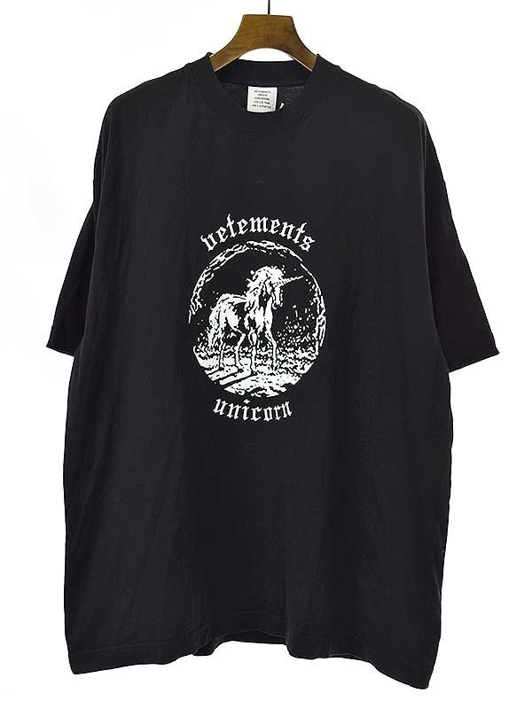 VETEMENTS ヴェトモン 22SS DOUBLE UNICORN TEE ダブルユニコーンプリントTシャツ ブラック M