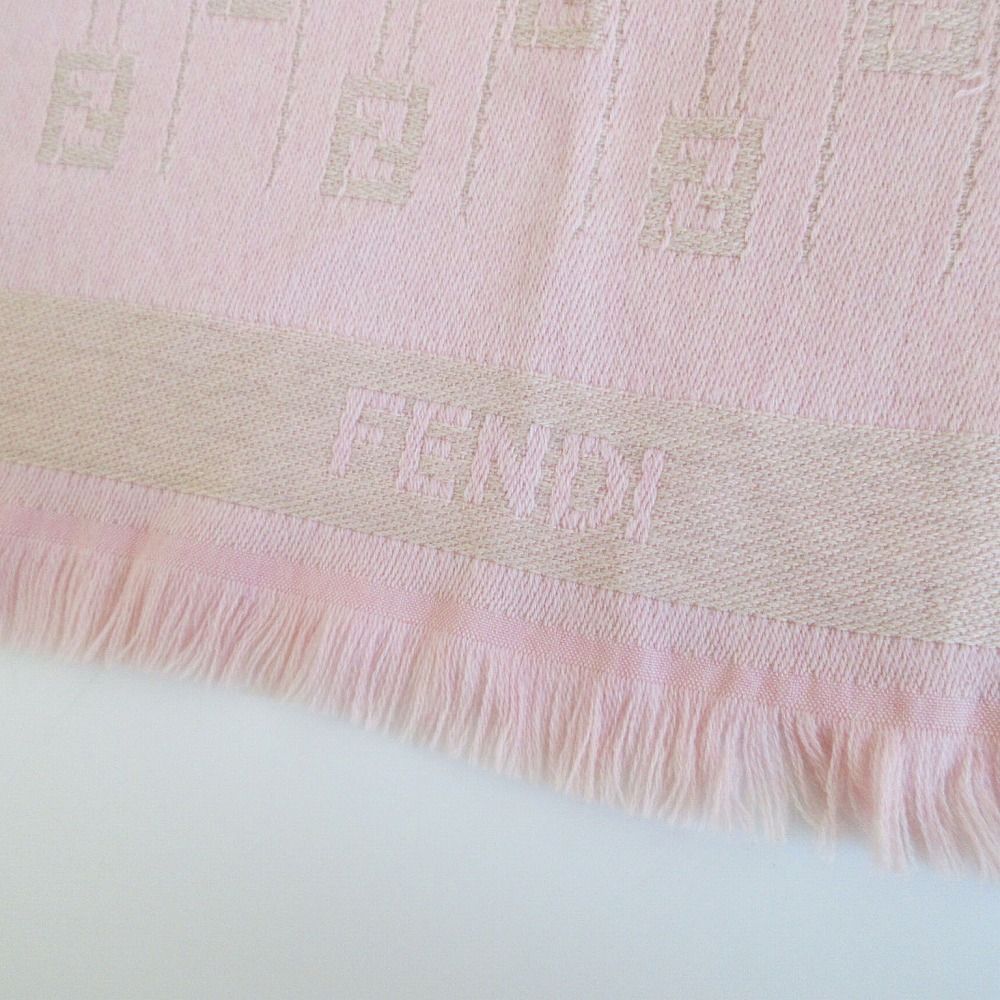 フェンディ☆FENDI 総柄 ズッカ柄 マフラー ピンク ラナウール100%