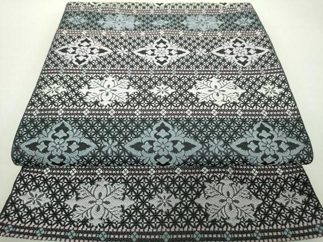 平和屋着物○本場筑前博多織 八寸名古屋帯 花菱間道 やまと誂製 正絹  