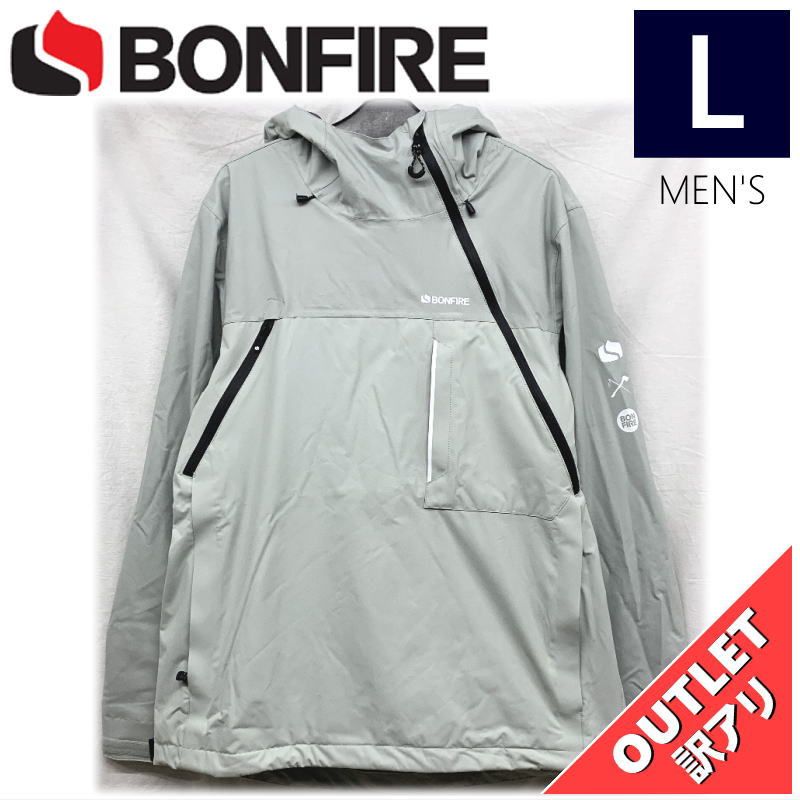 【OUTLET】 BONFIRE BETA STRETCH PULLOVER ANORAK JKT LT GREY Lサイズ  メンズ スノーボード ジャケット