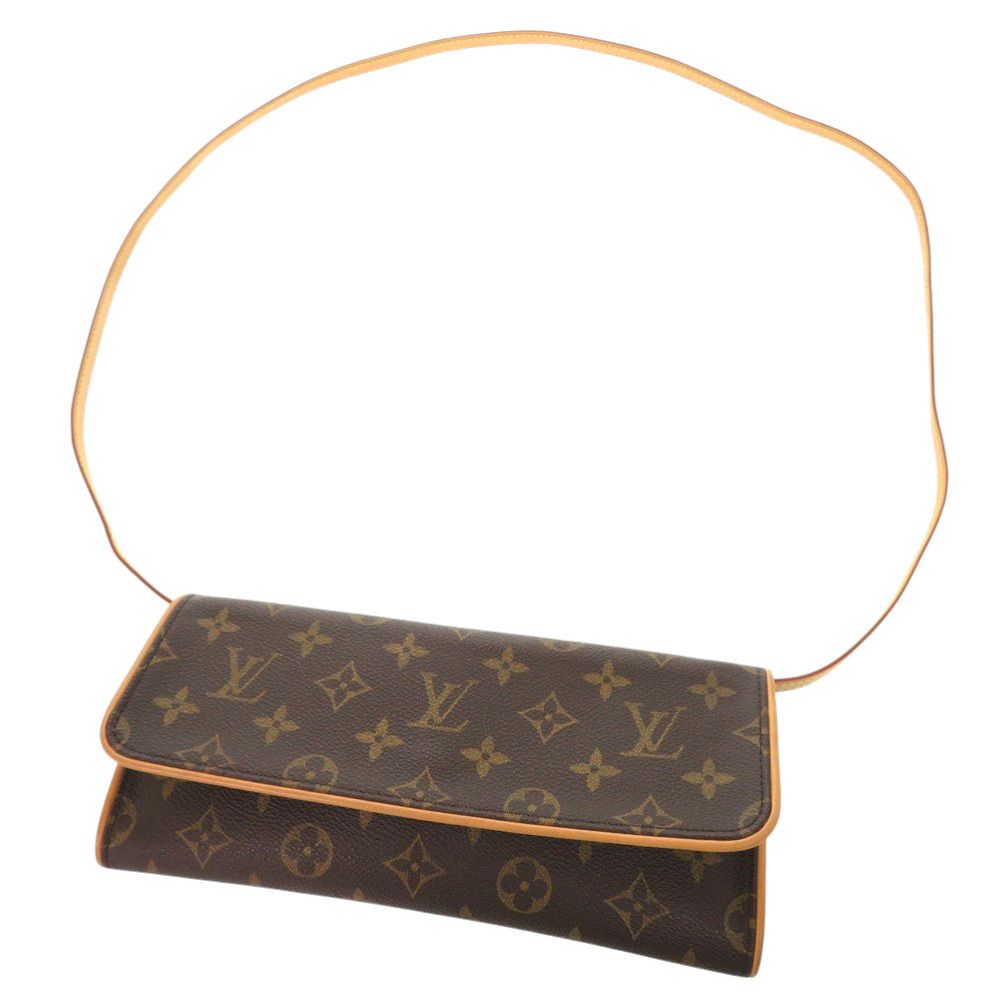 美品 ルイ ヴィトン ポシェットツイン GM モノグラム M51852 ブラウン