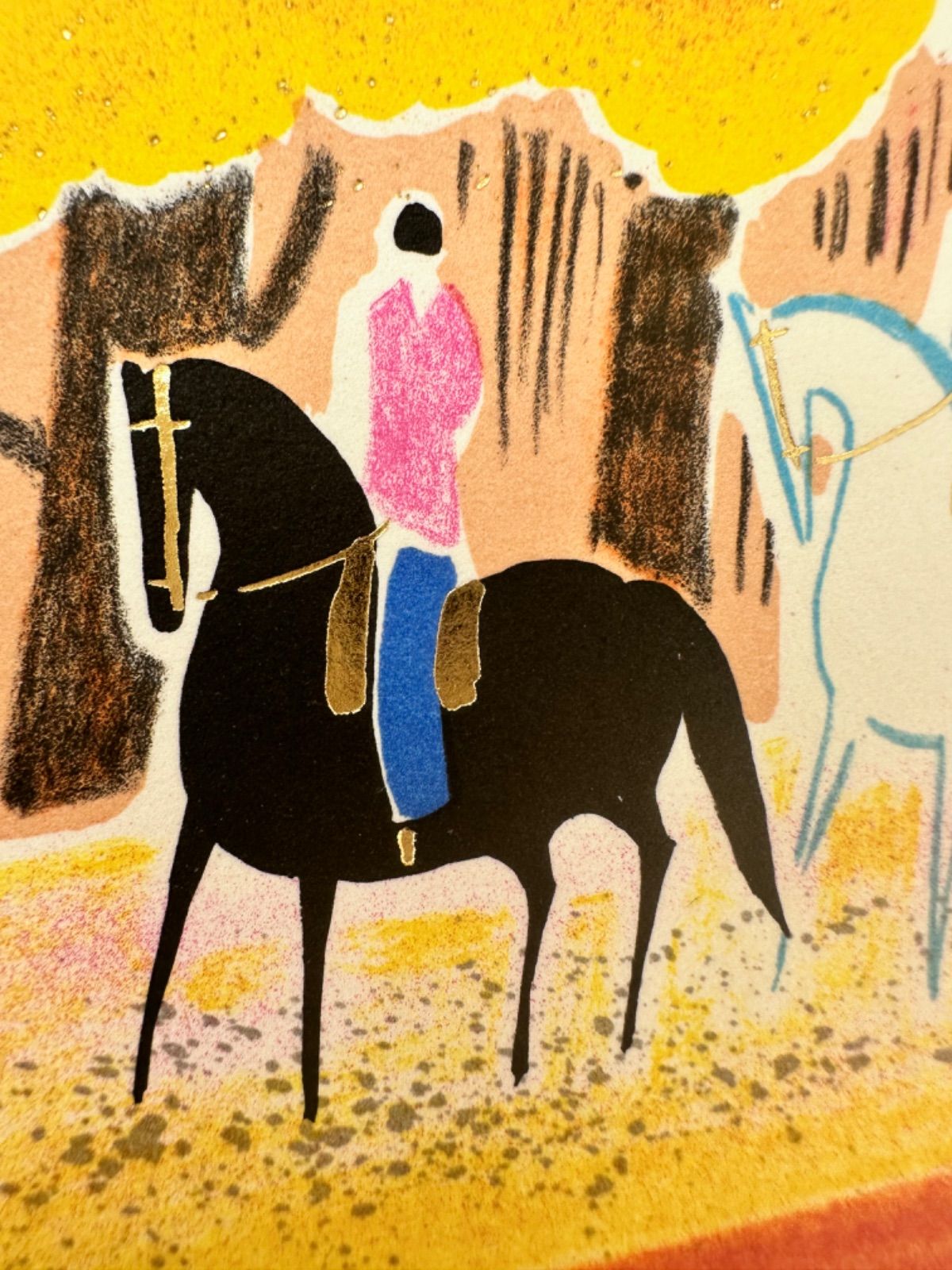 セルジュラシス　馬　金箔　SERGE LASSUS　リトグラフ　絵画　③ Amazon.co.jp: セルジュラシス 馬 金箔 SERGE LASSUS リトグラフ