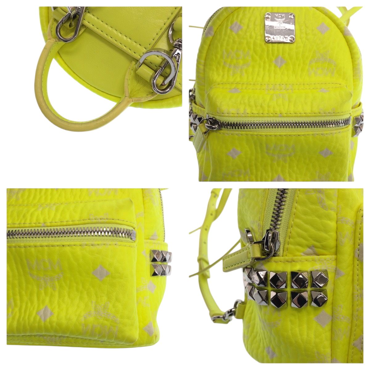 MCM エム シー エム ヴィセスト イエロー ネオンカラー レザー  