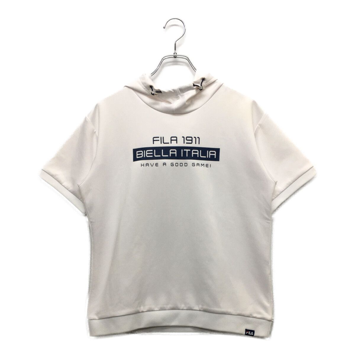 中古 レディース フィラゴルフ FILA GOLF パーカー L 白 ホワイト 半袖 プルオーバー シンプル