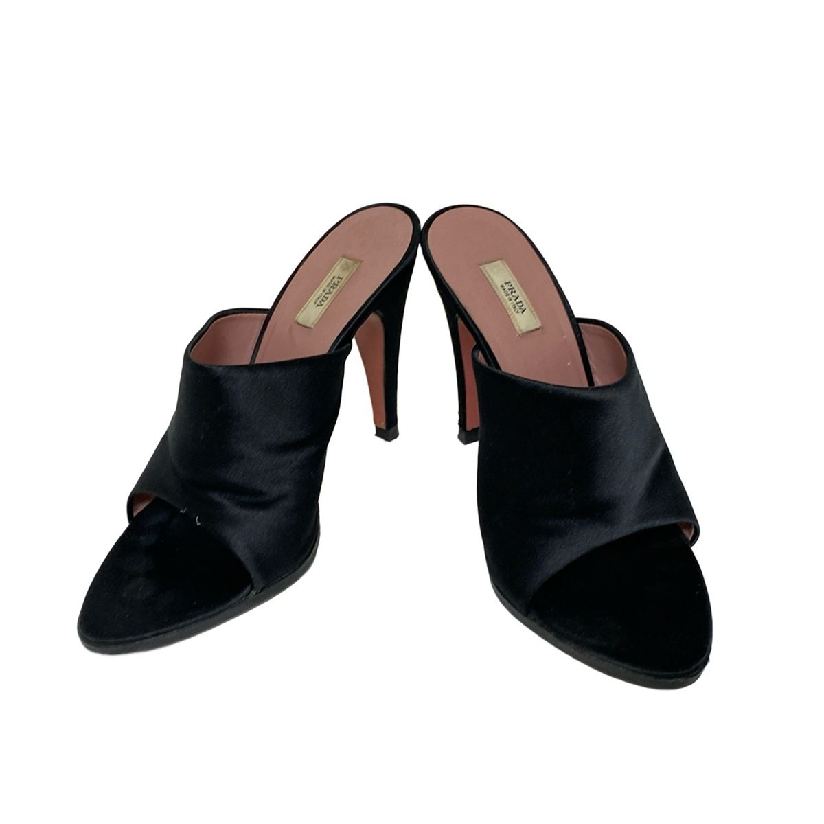 PRADA プラダ　ミュール　ヒール PRADA プラダ 靴 サンダル ミュール 黒エナメル 日本未入荷