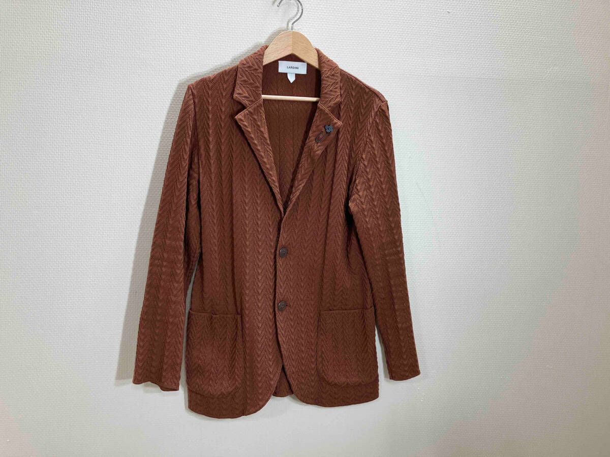 LARDINI コットンジャケット 総織柄コットン一重ジャケット コットンジャケット ニットジャケット 一重ジャケット ジャケット ブラウン S