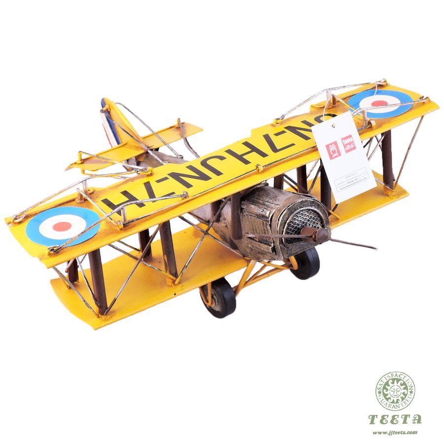 新品/未使用】teeta0012 ブリキ オブジェ 複葉機 黄色 イエロー 輸入