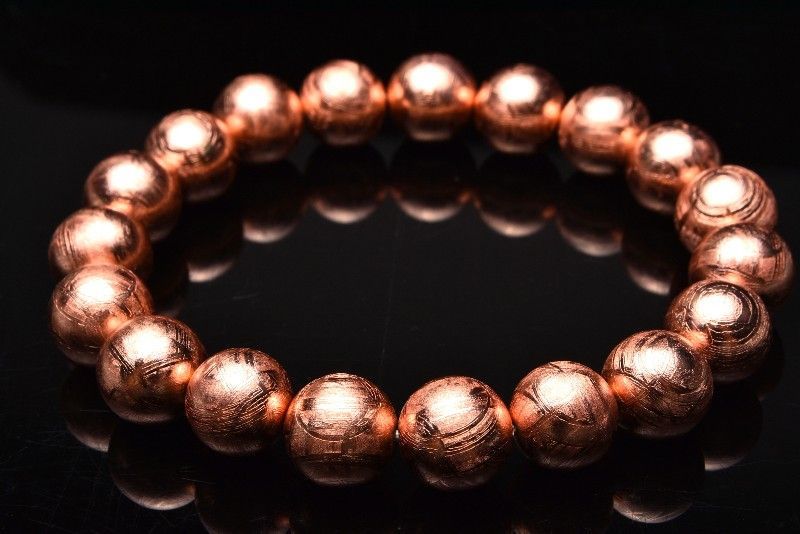 ギベオン隕石（メテオライト）ピンクゴールド　6ミリブレス ギベオン（メテオライト） ピンクゴールド 6mm ブレスレット