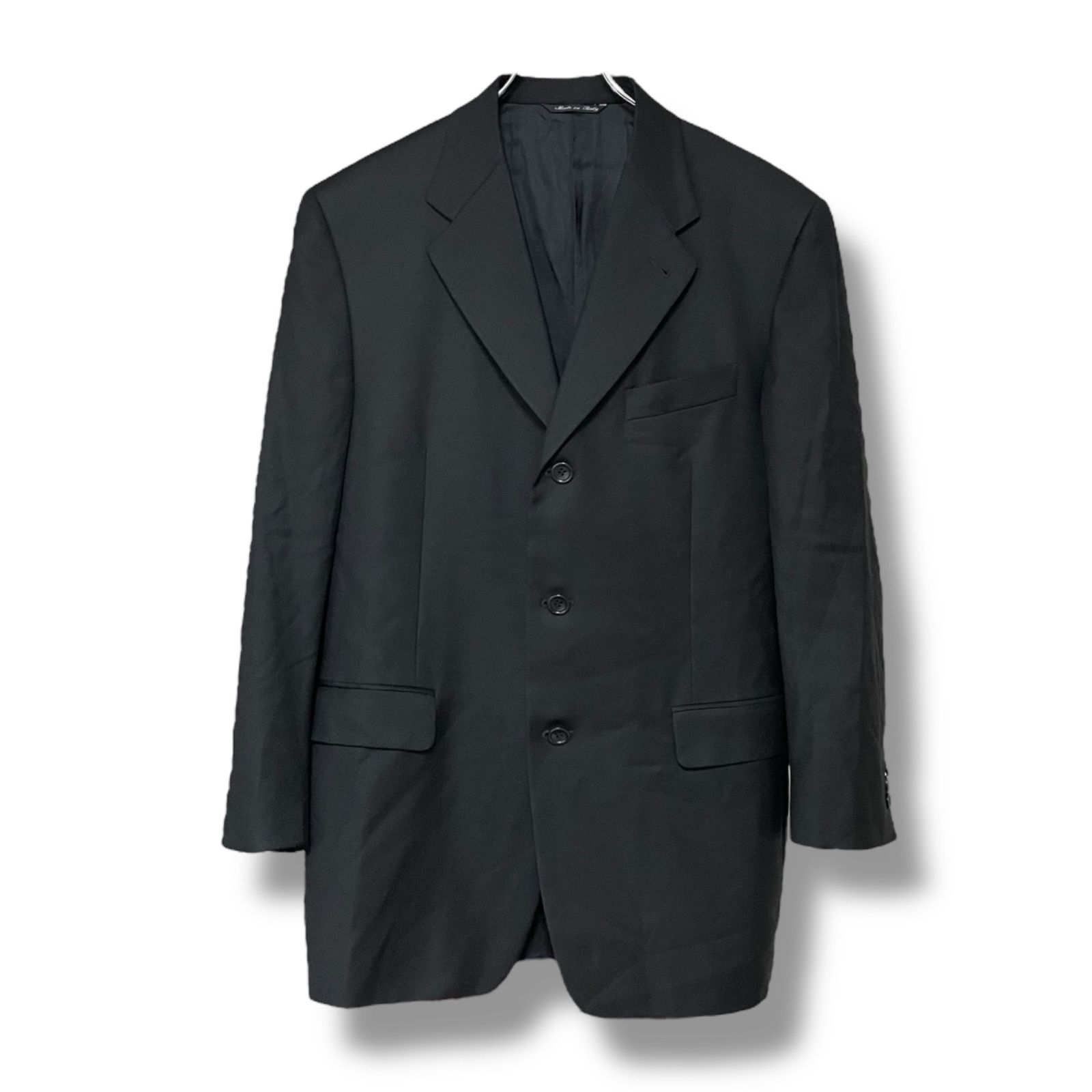 BERNINI BEVERLY HILLS CANALI ブラック テーラードジャケット ピュアニューウール イタリア製 3つボタン 50サイズ XLサイズ相当 メンズ 素材 ビジネス フォーマル エレガント 上質 0000607OC