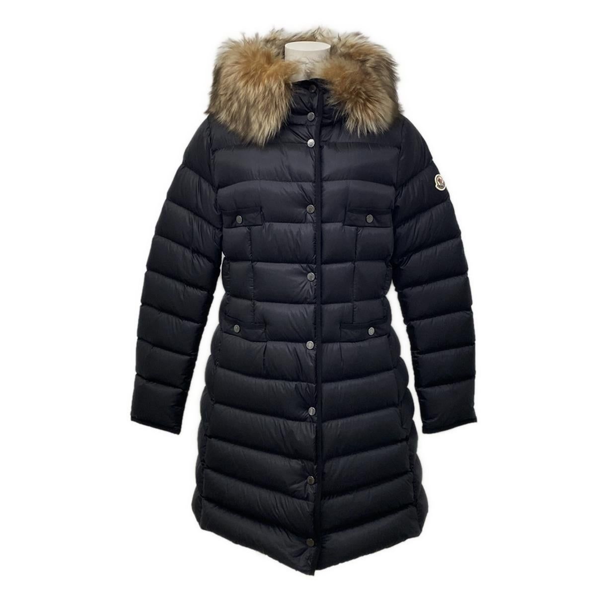 MONCLER(モンクレール) ダウンコート サイズ4 XL レディース美品 HIRMAFUR 黒 長袖/冬 ダウン - メルカリ