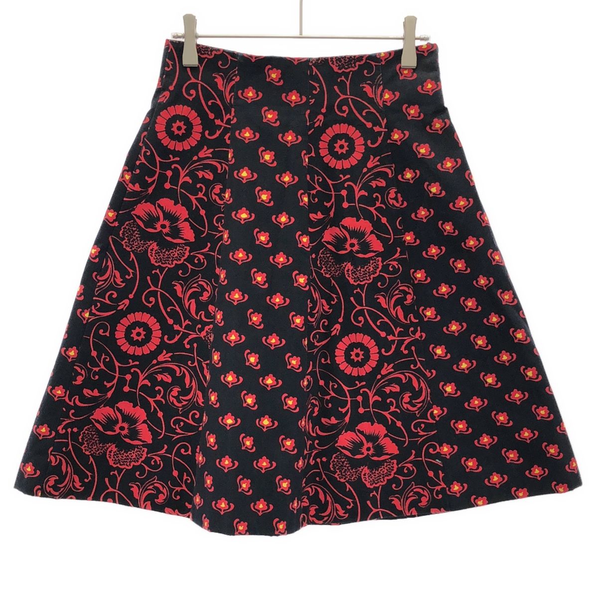 miu miu ミュウミュウ 切替フラワースカート ブラック×レッド 38
