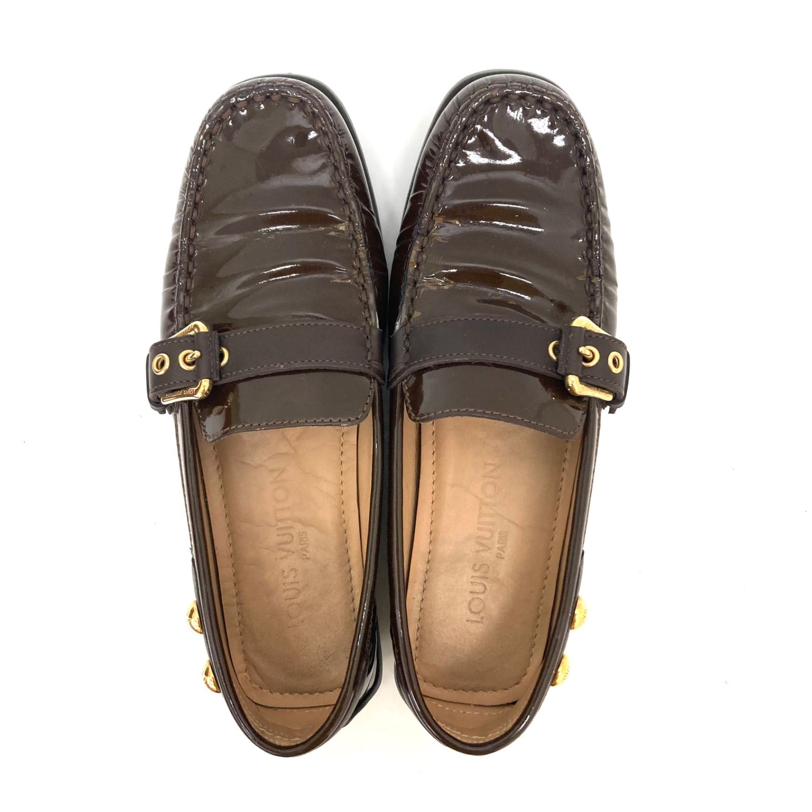 ルイヴィトン　サイズ表記「34 1/2」22センチ　カーキローファー louis-vuitton-louis-loafer--