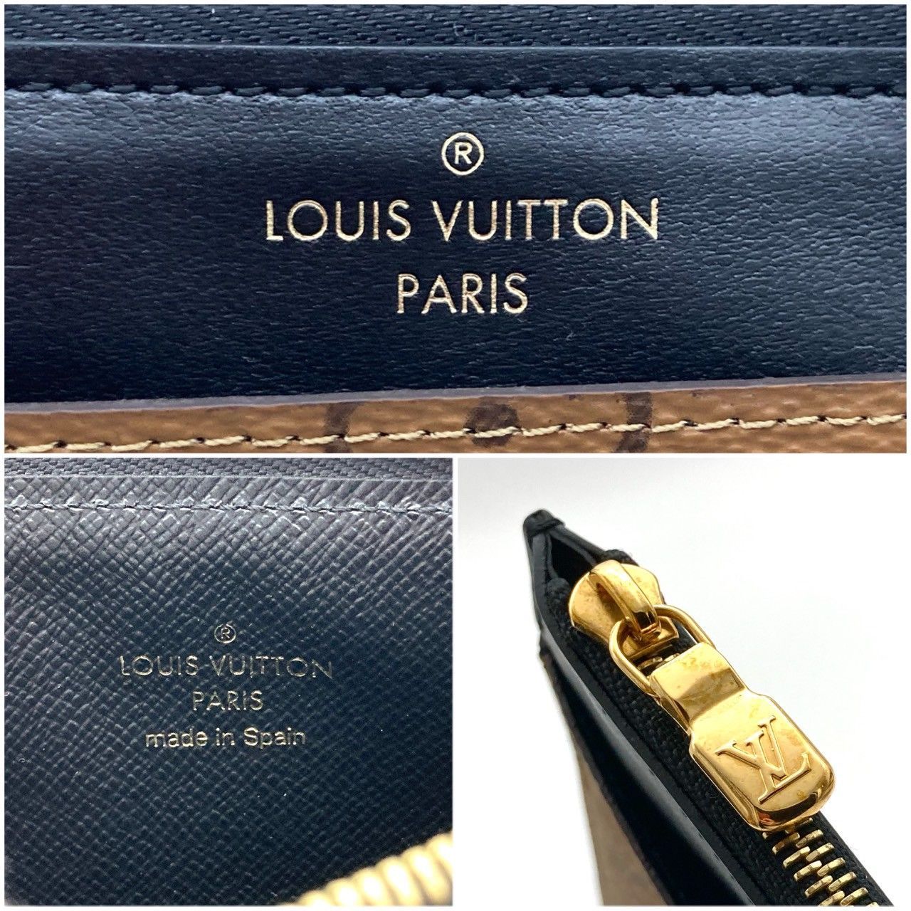 ルイヴィトン モノグラム リバース ブラウン ブラック 長財布 美品  