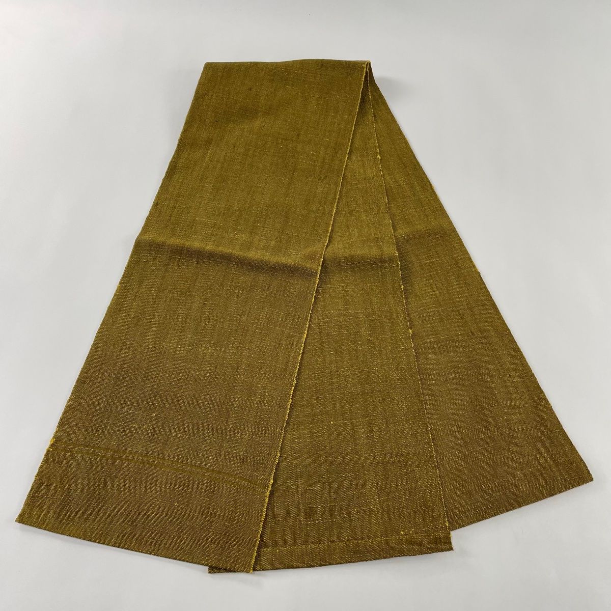 名古屋帯 美品 秀品 証紙 八寸名古屋帯 紬地 からし色 正絹 【中古  