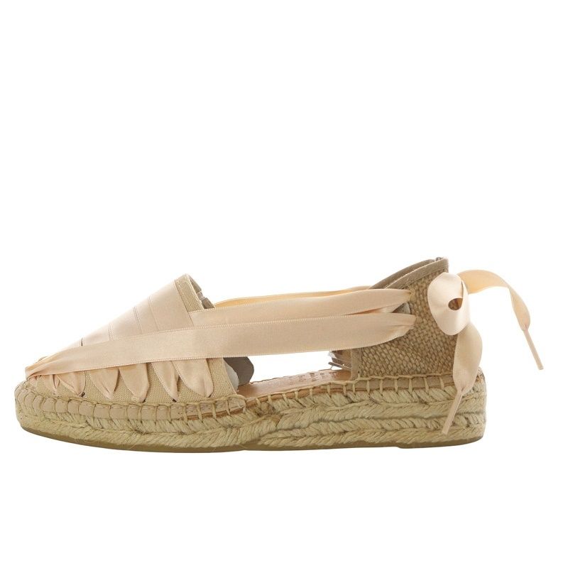 ナギサ NAGUISA サンダル エスパドリーユ サテンリボン 37 ベージュ  
