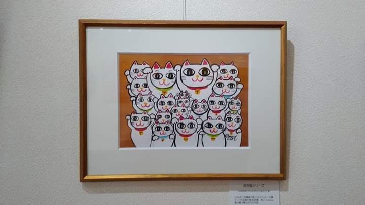 ハッピー羊ファミリー　画家　小楠アキコ作品　F8号サイズキャンバス　アクリル絵具 ハッピー羊ファミリー 画家 小楠アキコ作品 F8号サイズ