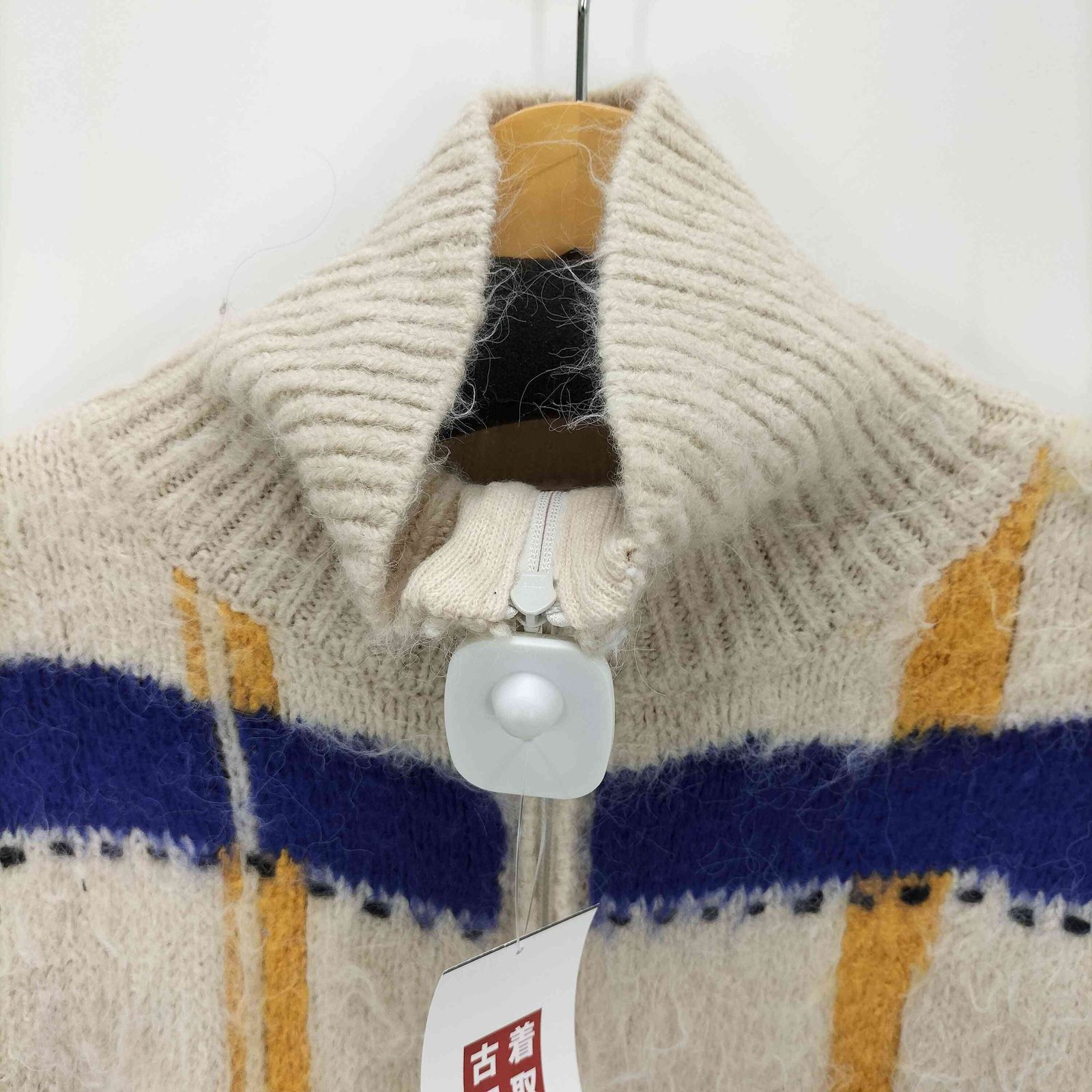 ユーズドフルギ USED古着 透明な空気のチェックジップニット  