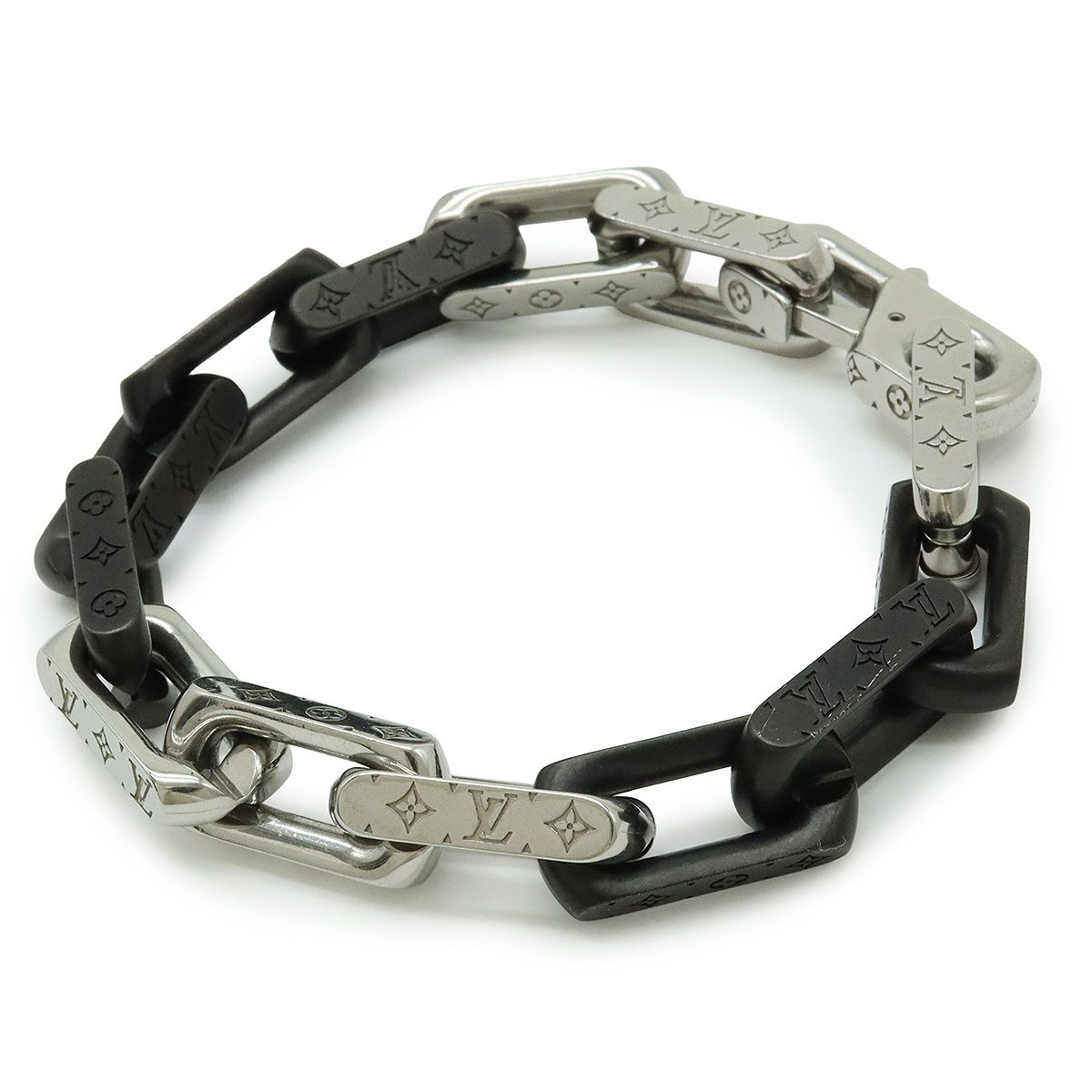 Louis Vuitton シルバー ブラック ブレスレット LOUIS VUITTON （中古）ルイ ヴィトン ブレスレット モノグラム