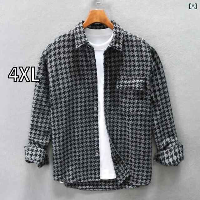 4XL メンズ ファッション 服 男性用 オシャレ シンプル 大人 かっこいい 大きいサイズ ストリート 紳士服 グリーン チェック柄 シャツ ジャケット ゆったり デニム 長袖 シャツ