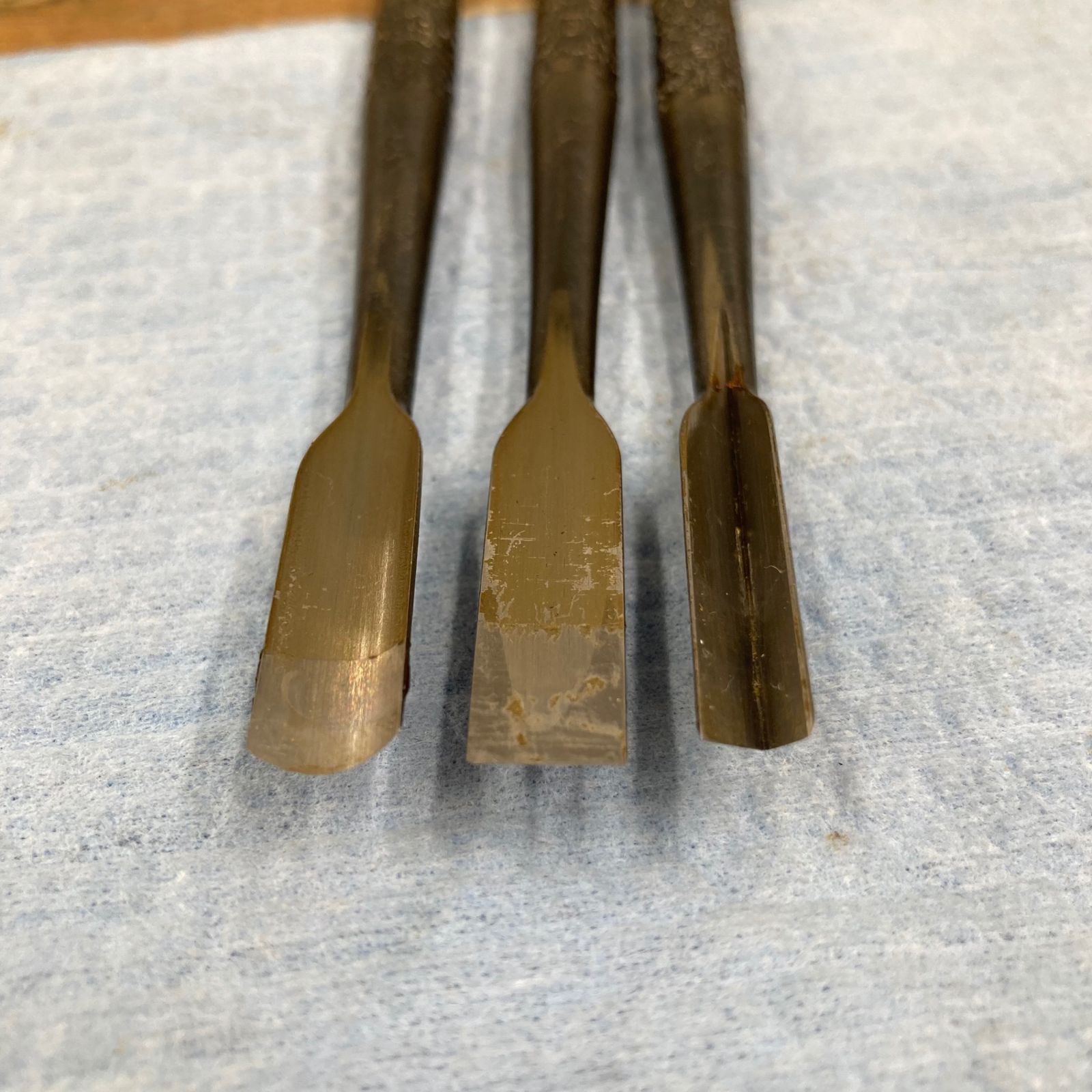 中古品】 「初代政吉」作 共柄彫刻刀 7本組 手打仕上 【柏店】