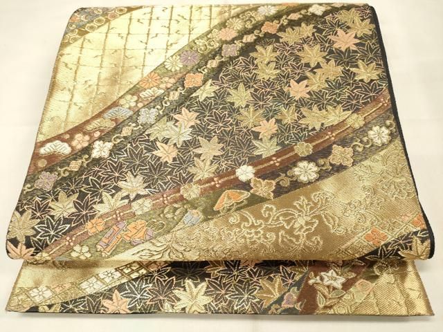 新品入荷 平和屋着物◎西陣 服部織物謹製 六通柄袋帯 吉祥花文 金糸 引箔 着物・浴衣