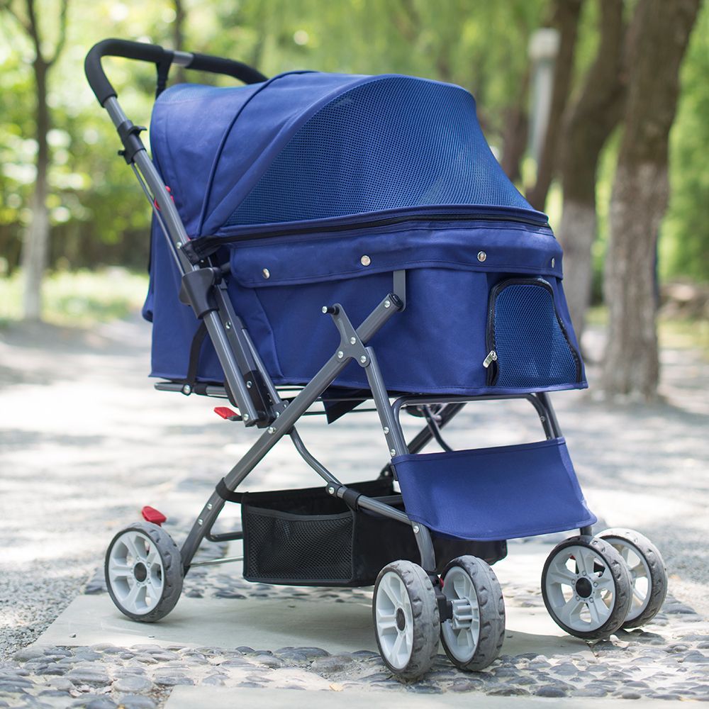 ペットカート ブルー 耐荷重20kg 対面式 折りたたみ 多頭 中型犬 小型犬 猫 2way 軽量 組立簡単 工具不要 介護用 ドッグカート ペットバギー 犬 猫 動物 ペット用品