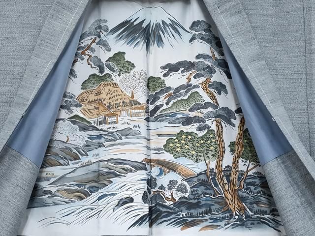 平和屋本店■極上　男性　結城紬　杢　アンサンブル　井上商事謹製　証紙付き　逸品　未使用　CYAA2437s5 平和屋本店□極上 男性 結城紬 杢 アンサンブル 井上商事謹製 証紙付き