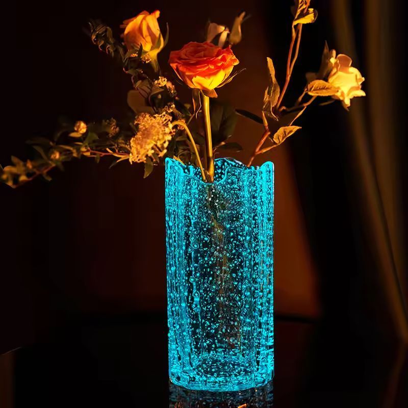 花瓶 フラワーベース 花器 ガラス オーナメント 蓄光 夜光ガラス 光る花瓶 小物 北欧 お洒落 可愛い シンプル モダン 耐久性 クラシック エレガント 玄関 リビングルーム ダイニング 寝室 書