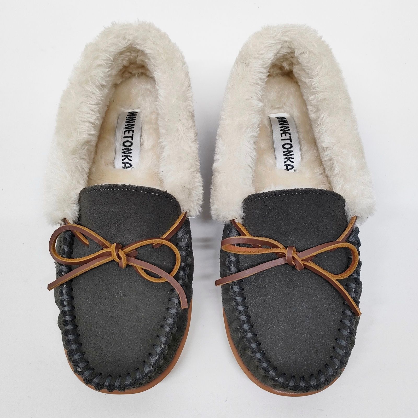 ミネトンカ 24cm ボア モカシン CAMP COLLAR MOC グレー 7M