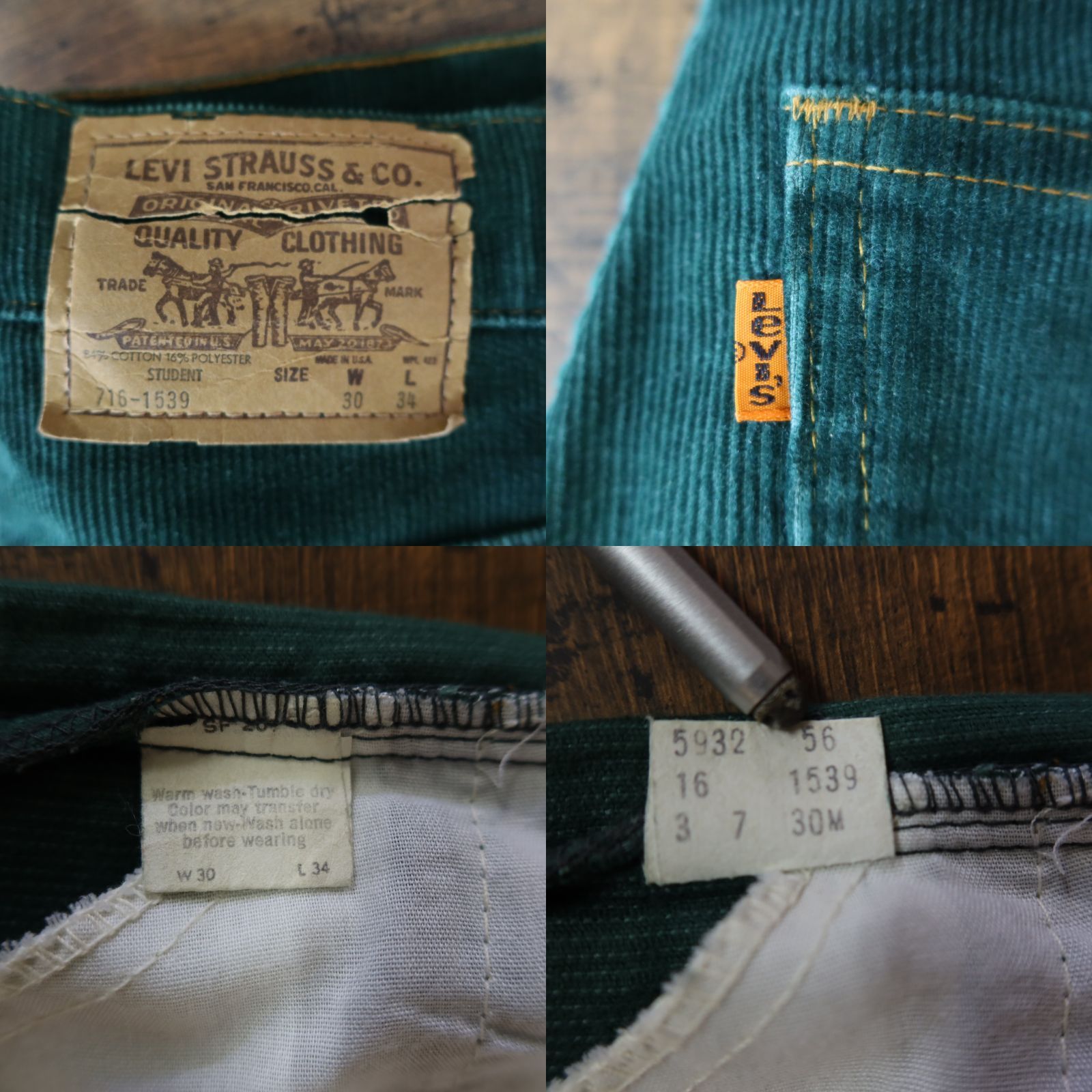70s~ 希少アイテム☆リーバイス 716 オレンジタブ 42タロン W30 70s~ 希少アイテム☆リーバイス 716 オレンジタブ 42タロン W30