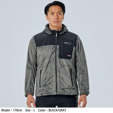 e-HEAT ストア フリース インナーパーカ ブラック/グレー Mサイズ