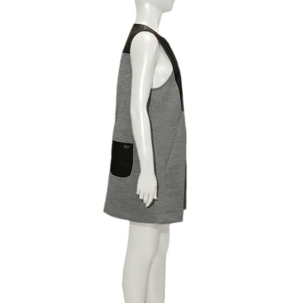 ダンボールニット×合皮 ロングベスト