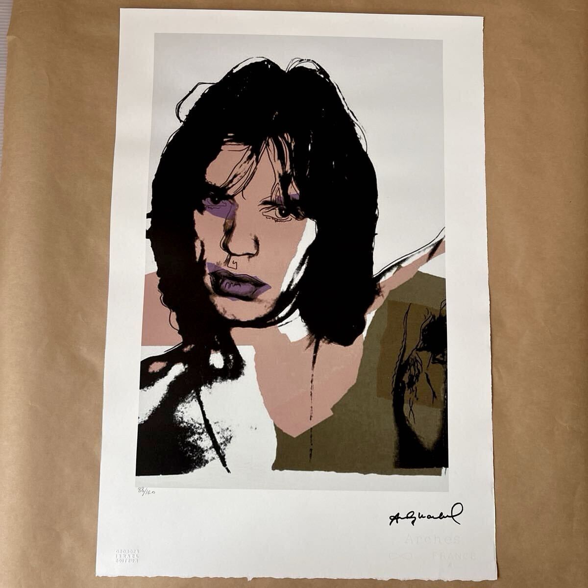 アンディ ウォーホル ミック ジャガー サイン入りリトグラフ 100部 真作証明書付 シリアルナンバー 模写 複製版画